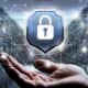 Digital shield and padlock illustrating cybersecurity, trusted systems and cyber resilience